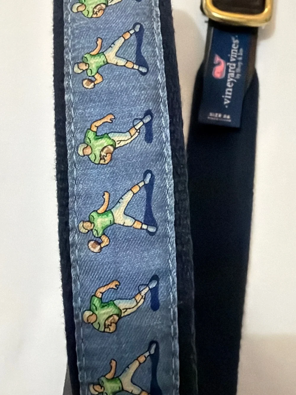 Vineyard Vines Navy Webbing Belt with Tennis Player Ribbon
